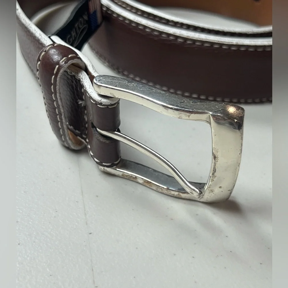 Brighton Hand Made in USA Men’s Size 44 Brown Leather Designer Belt Pebble